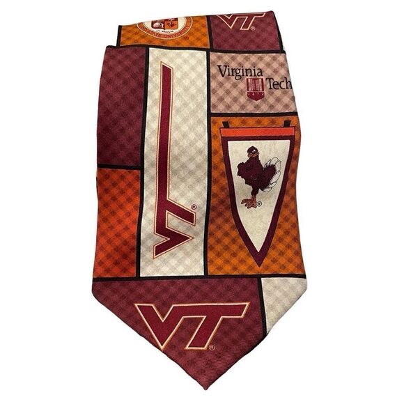 Virginia Tech Necktie Mens 100% Silk Hokies NCAA Licensed Apparel - Picture 1 of 3